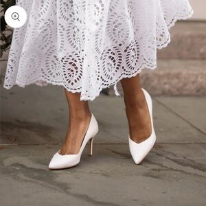 Sarah Flint Wedding Perfect Pump 85 White Satin Elegant Pointed-Toe Heel Size 7